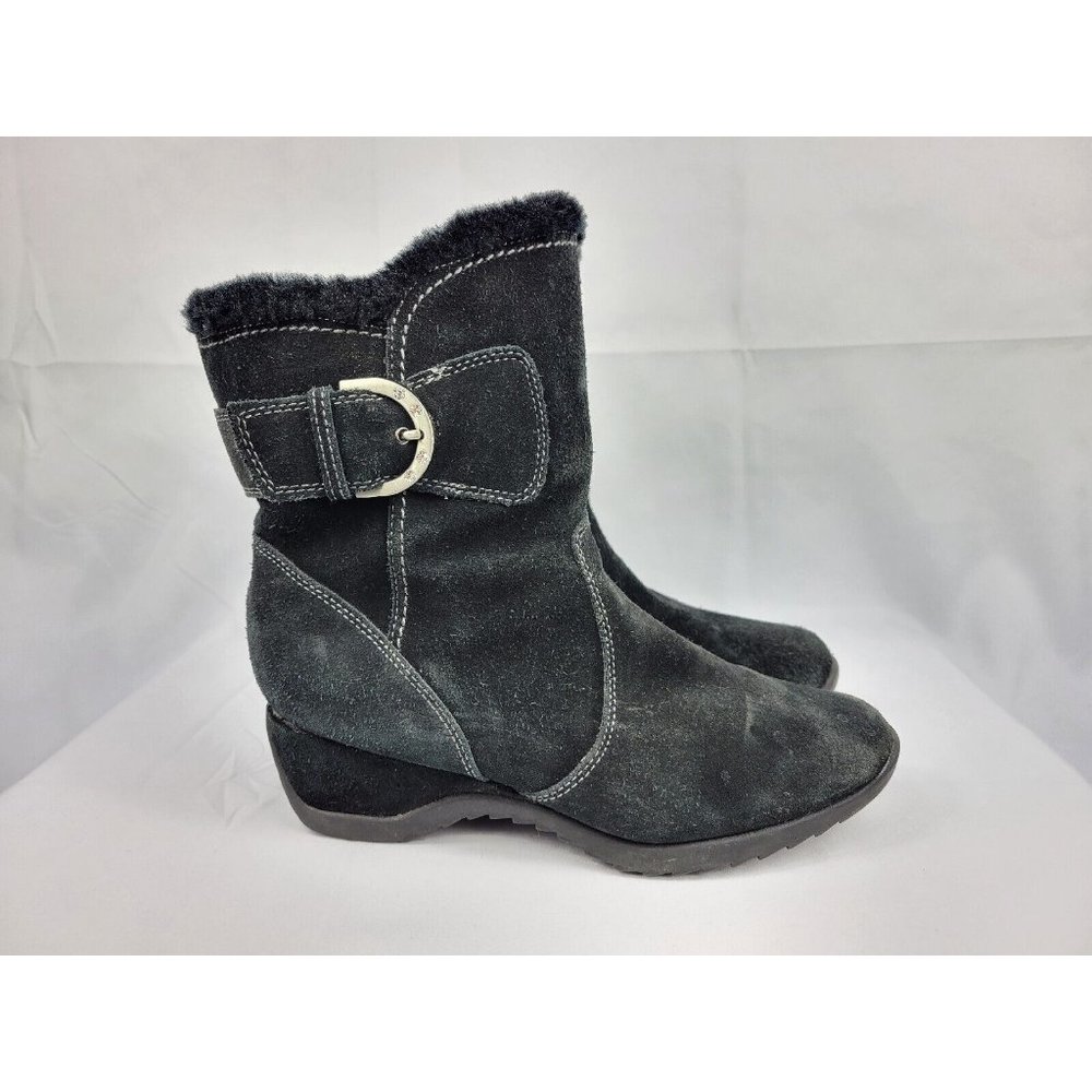Brilliant Waterproof Jewel Leather Side Zip Ankle Boots Womens Size 8 M Black